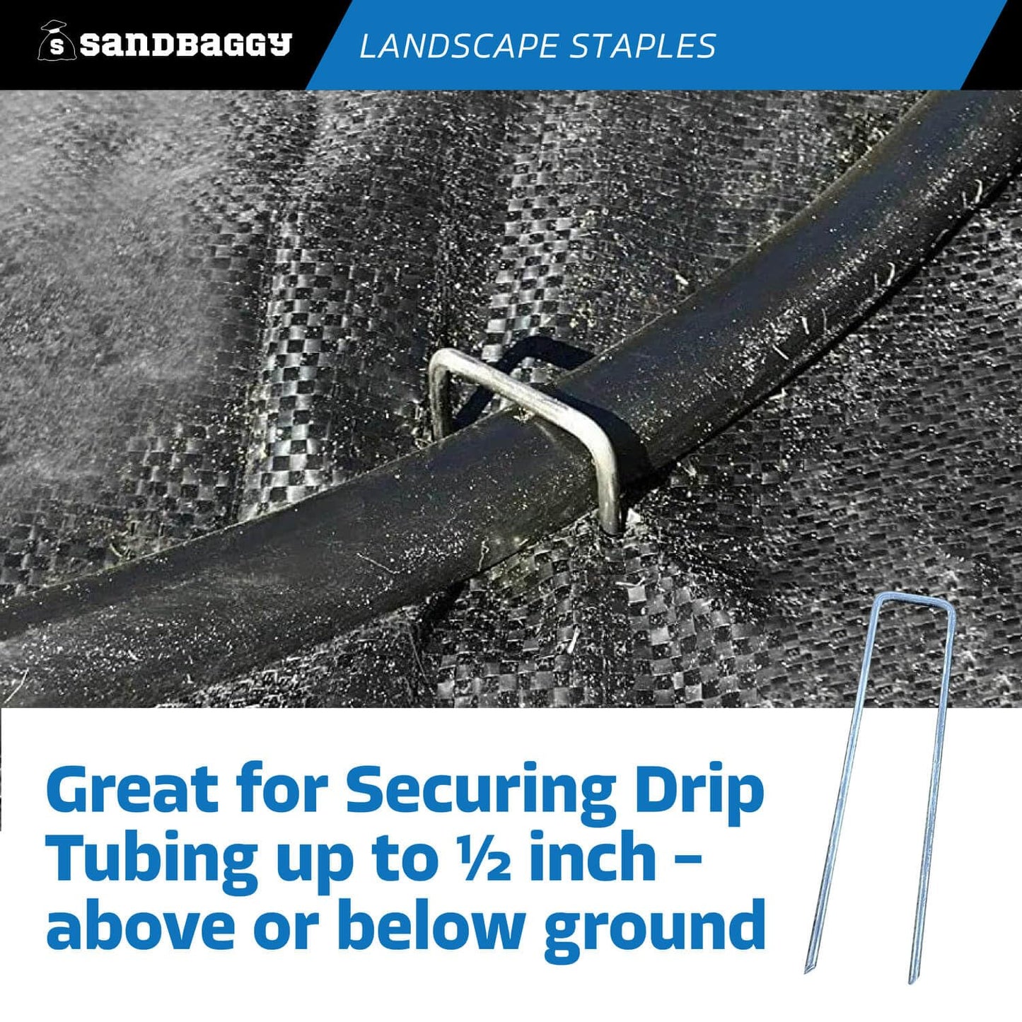 Staples, Landscape, Sandbaggy 6 inch Landscape Sod Staples (8 Gauge Steel) | Great for Hard & Rocky Soil | 40% Thicker Than Standard 11 Gauge Staples | Trusted by Farmers & Contractors Across USA (200 Staples)
