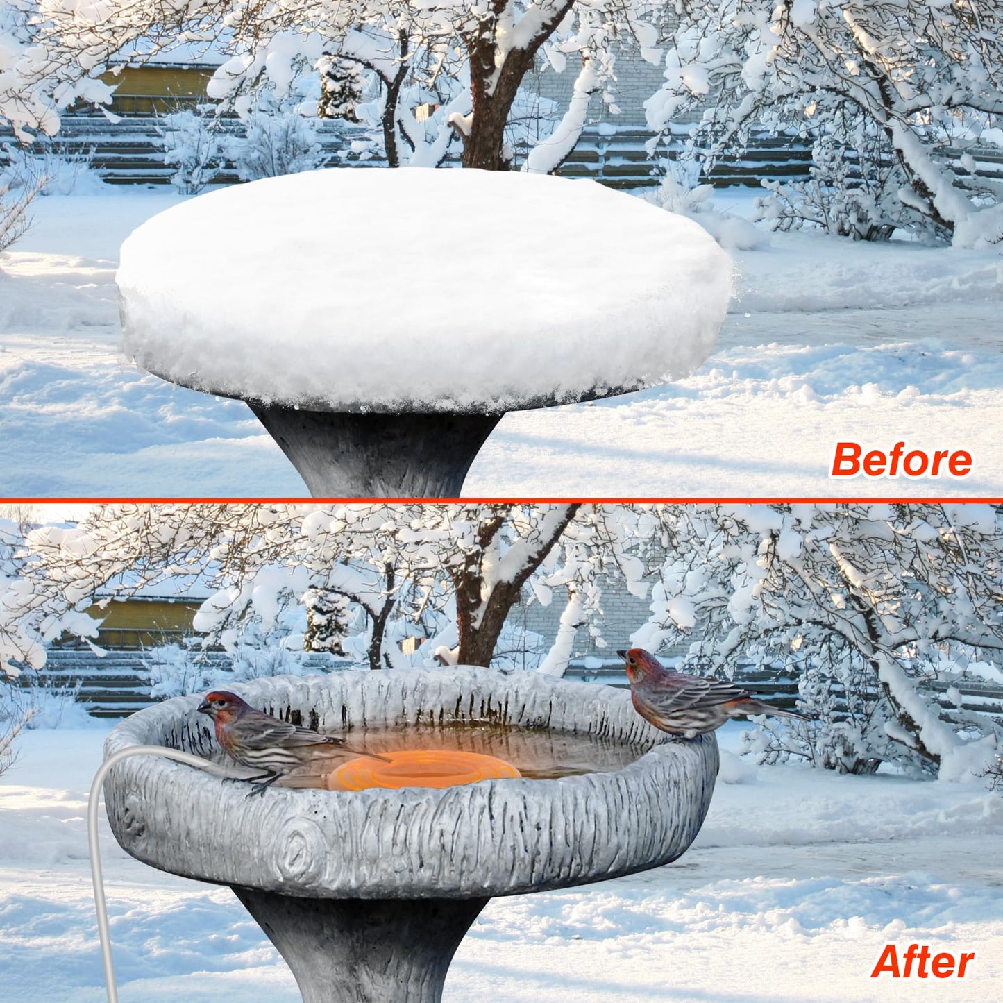 ikuchelife Bird Bath Heater for Outdoors in Winter, Pond De-icer 70W Birdbath Deicer Water Heater,Milky White Water Heater Thermostatically Controlled with Auto Shut Off Function for Garden Lawn