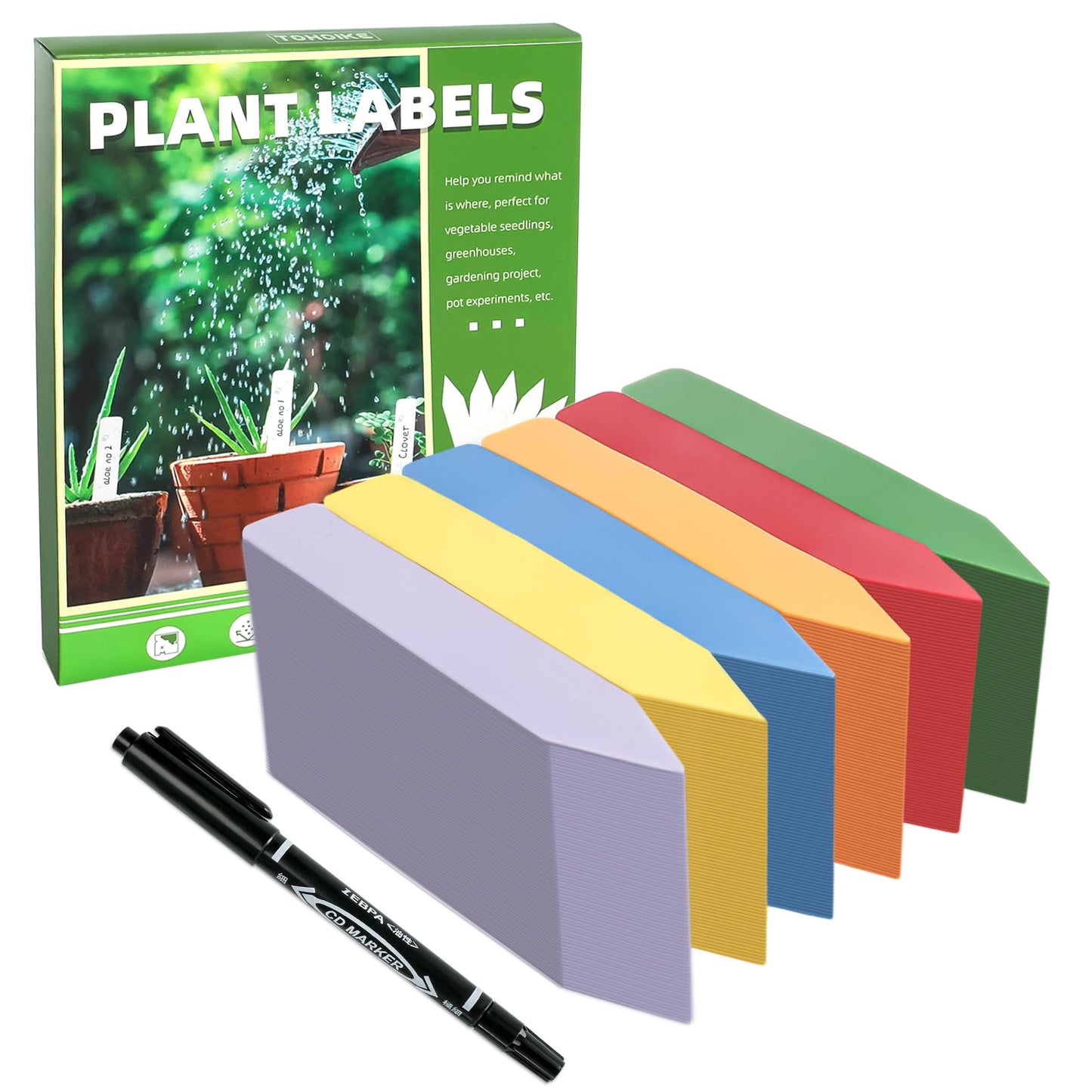 Plant Labels 4 Inch Plastic Plant Name Tags for Seedlings Garden Labels Markers Nursery Plant Tags Seed Labels Stakes with Permanet Marking Pen Plant Markers for Outdoor Garden (Multicolor600)