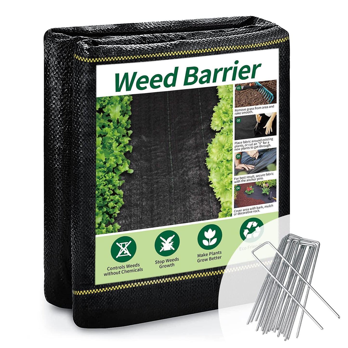 Weed Barrier Landscape Premium Fabric-Heavy Duty Sunocity 4ft x50ft Black Woven Ground Cloth with Superior Permeability Weed Control Convenient Design