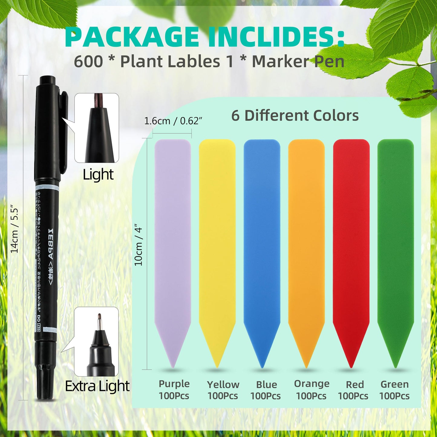 Plant Labels 4 Inch Plastic Plant Name Tags for Seedlings Garden Labels Markers Nursery Plant Tags Seed Labels Stakes with Permanet Marking Pen Plant Markers for Outdoor Garden (Multicolor600)
