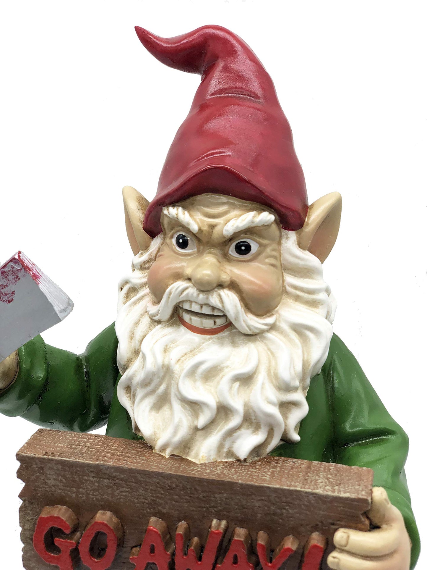 FICITI Angry Gnome with Knife Go Away Garden Lawn Gnome Statue - 10 Inches