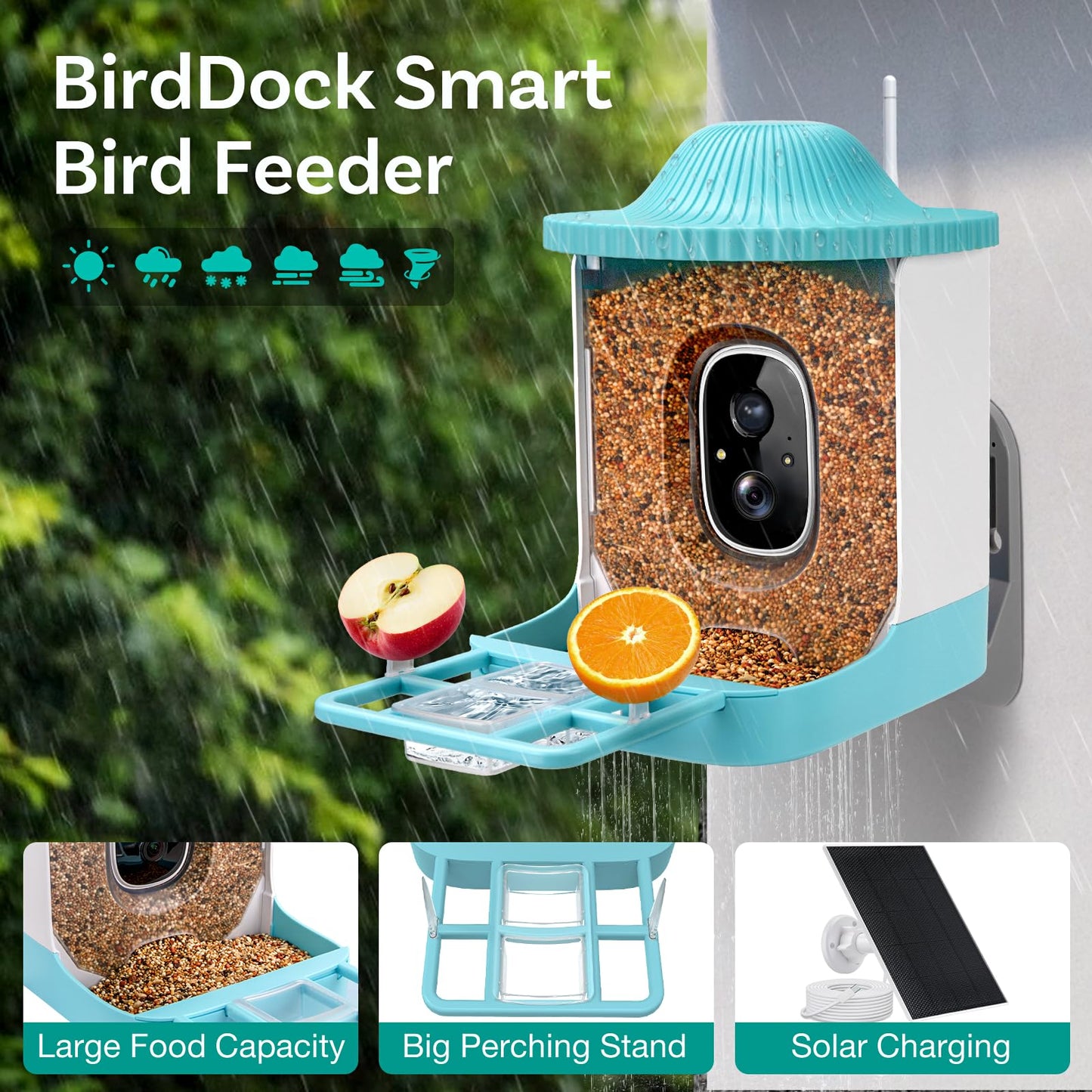 Smart Bird Feeder with Camera, Free AI to Identify 11000+ Bird Species, Solar Panels Bird Video & Motion Detection Camera Auto Capture Notify,Hummingbird Camera Feeder for Outdoors