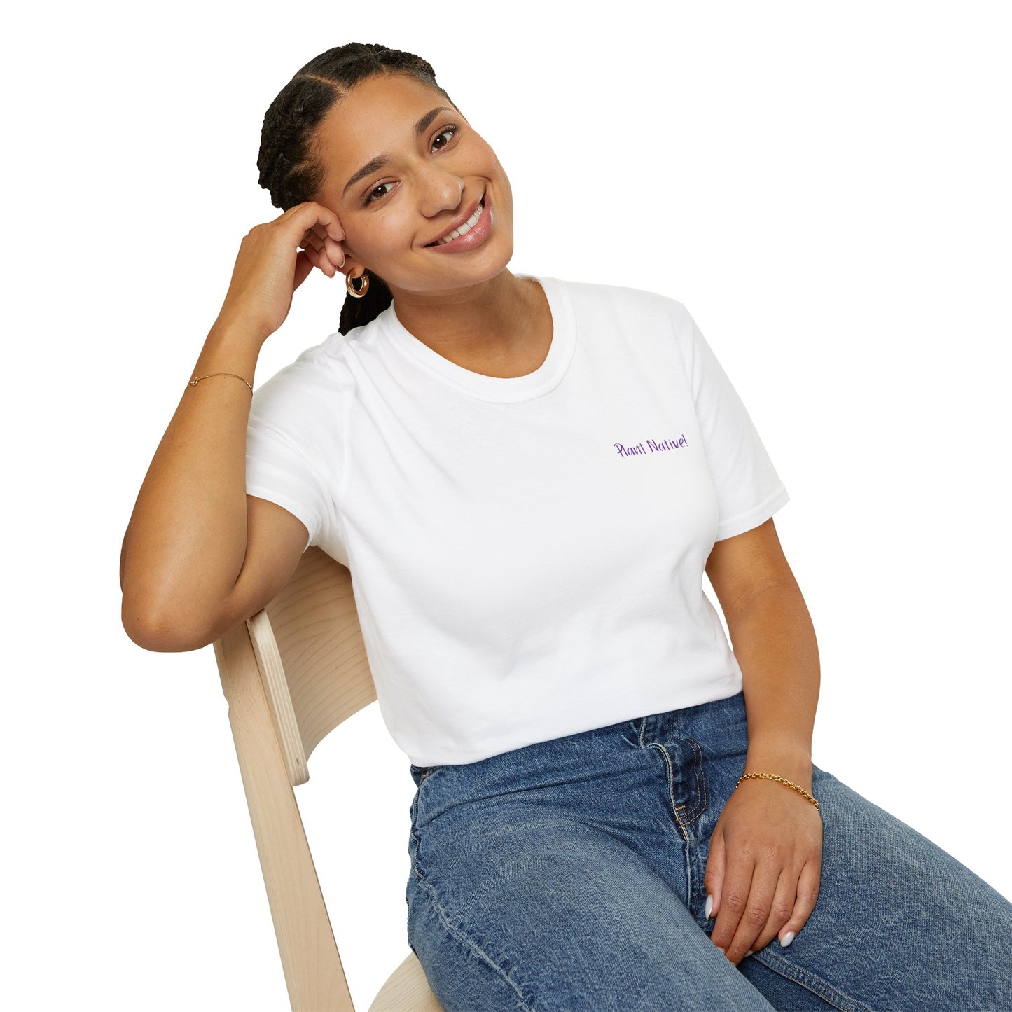 Unisex Softstyle T-Shirt I Love Native Plants, Asters (Back)