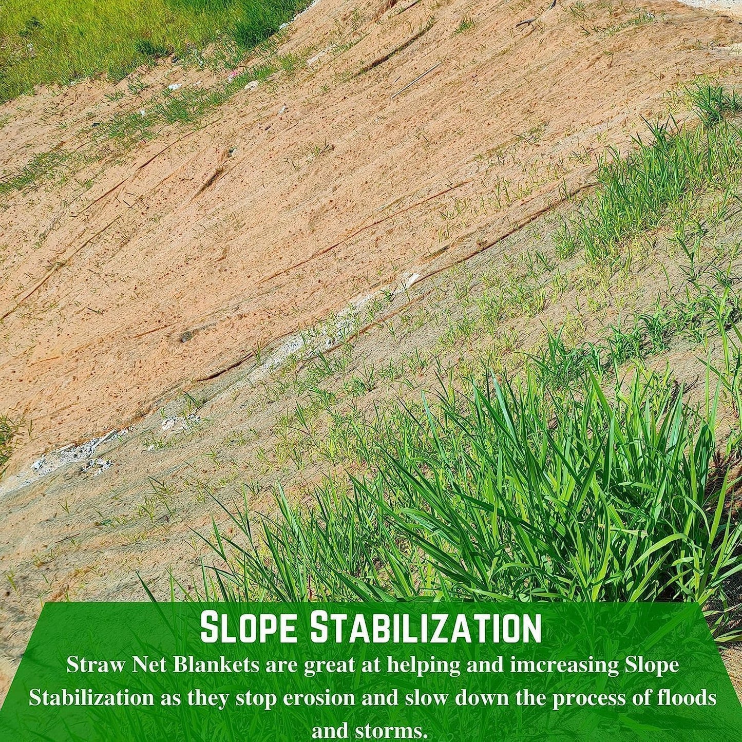 Farm Plastic Supply - Erosion Control Blanket - Straw Garden and Landscape Cover, Erosion Control Blanket, Straw Blanket, Erosion Control, Mulch, Slope Stabilizer, and Seed Protector (4' x 50')