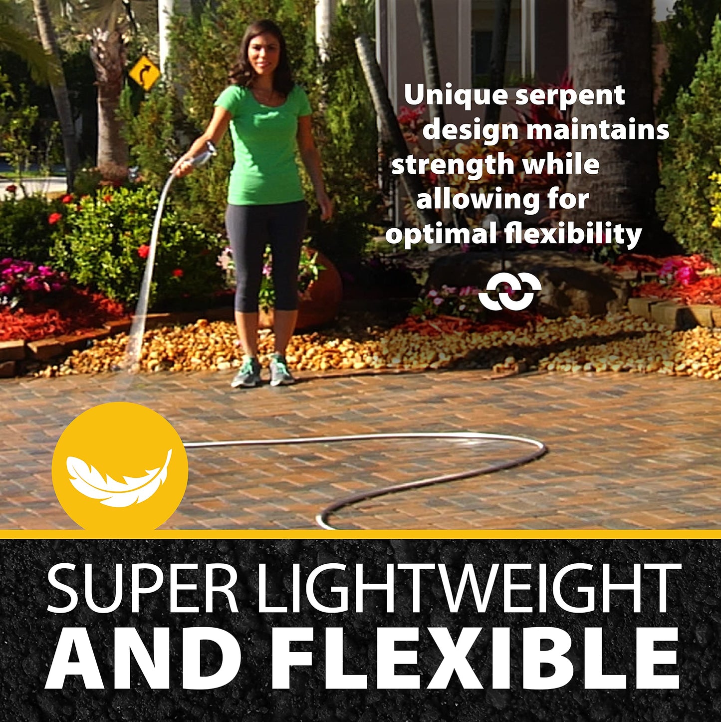 Bionic Steel 25 FT Garden Hose with Nozzle, 304 Stainless Steel Metal Water Hose 25Ft, Flexible Hose, Kink Free, Lightweight and Durable, Crush Resistant Fitting, Easy to Coil, 500 PSI - 2024 Model