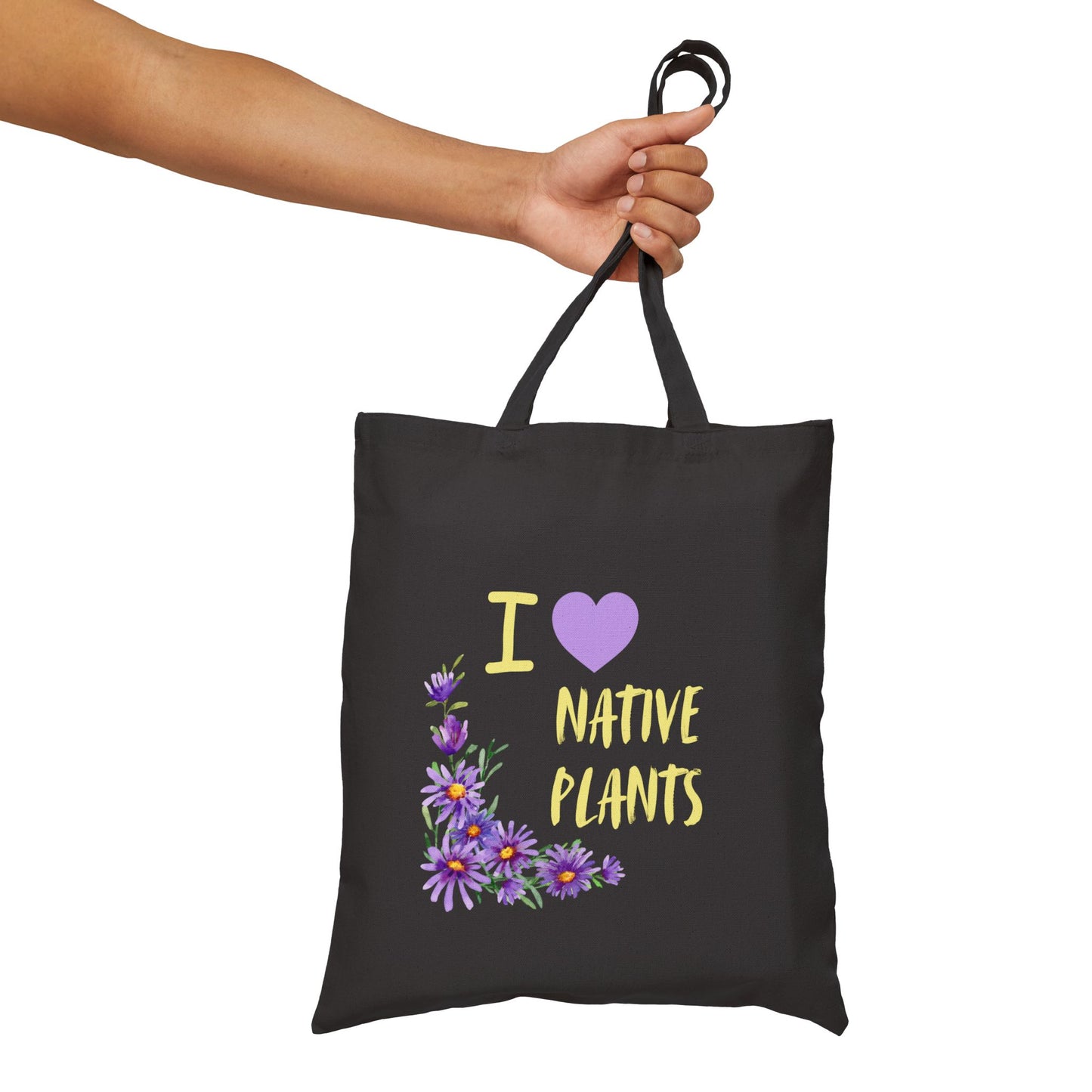 Tote Bag,Canvas, I Love Native Plants, Asters