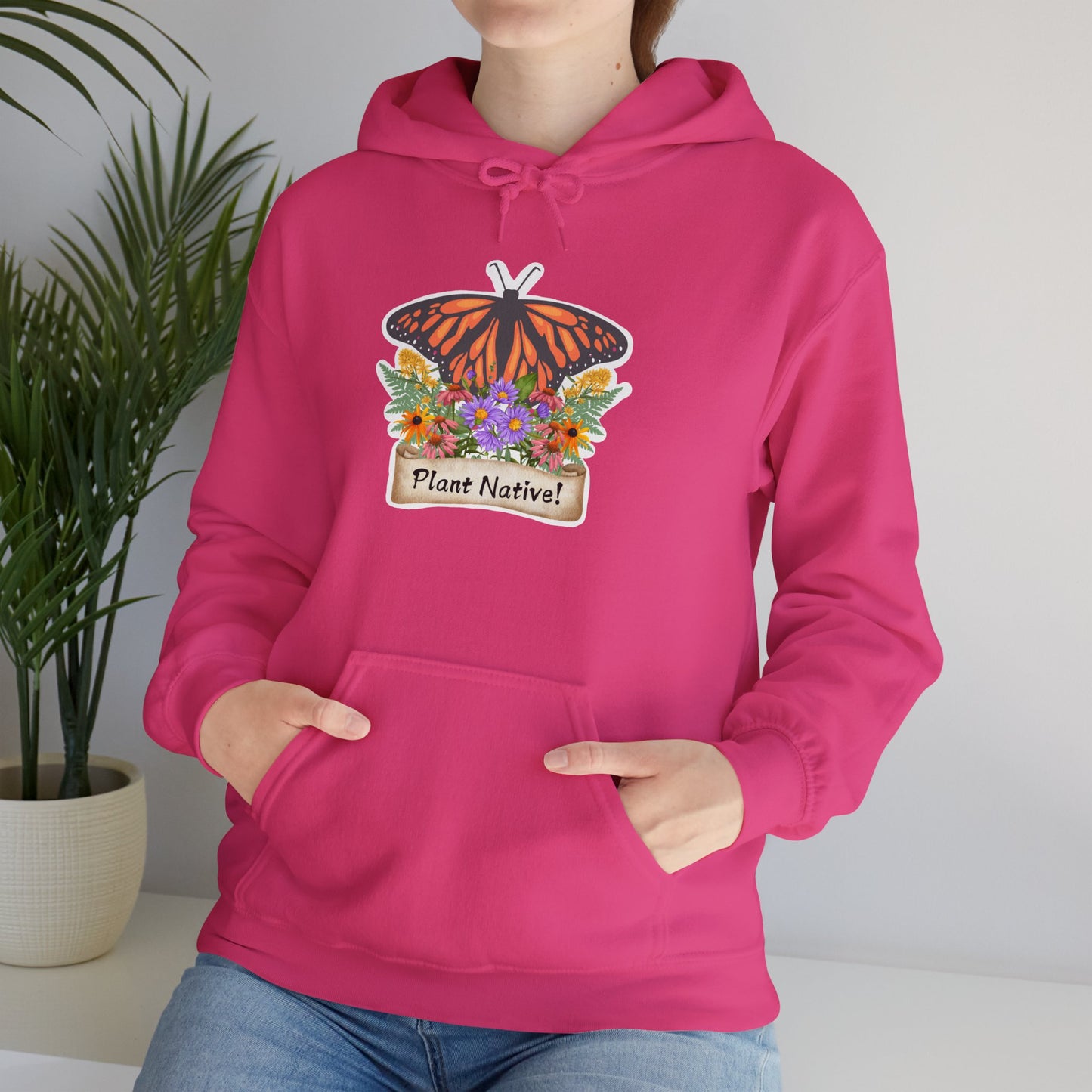 Unisex Hooded Sweatshirt, Monarch Plant Native!