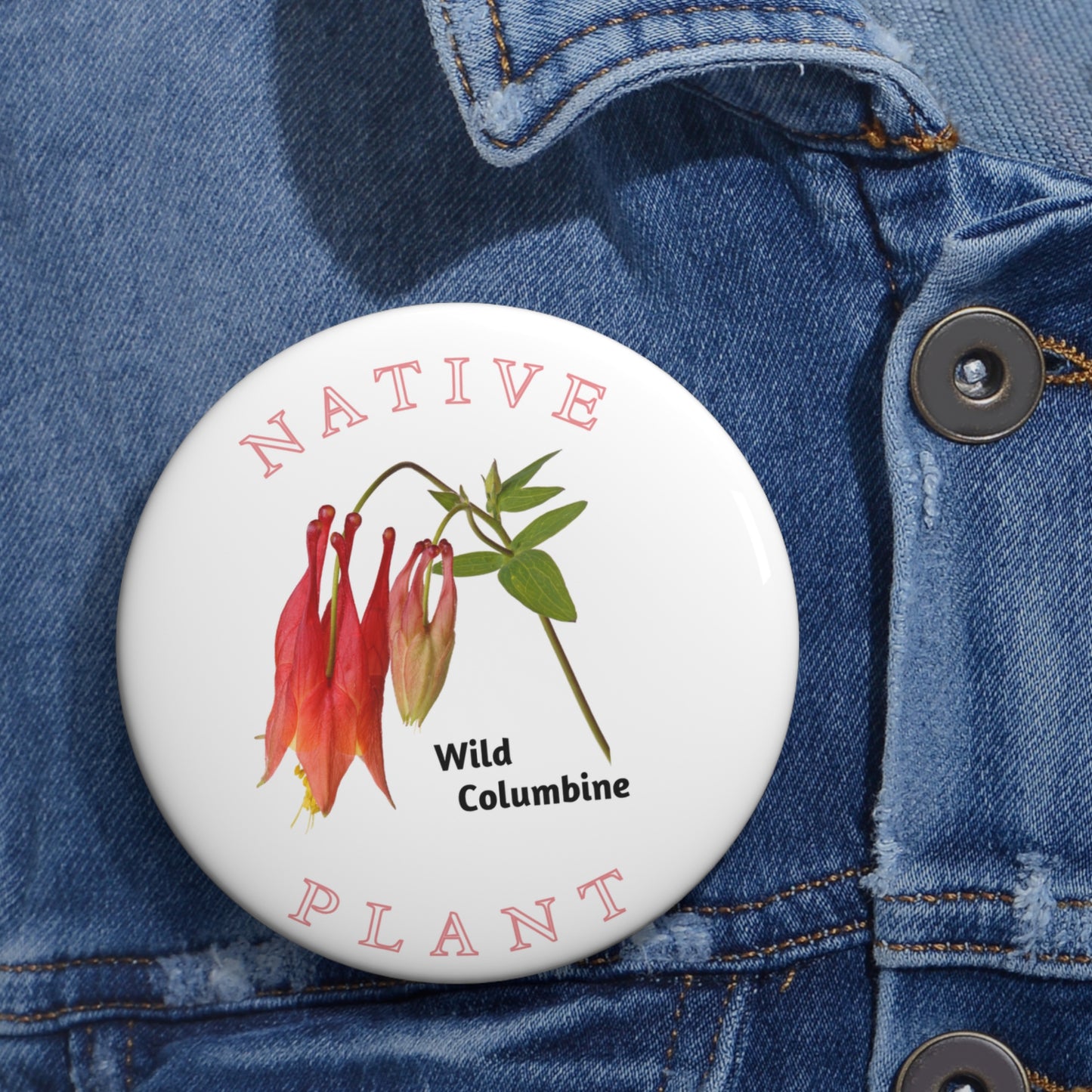 Native Plant Pin Buttons, Wild Columbine