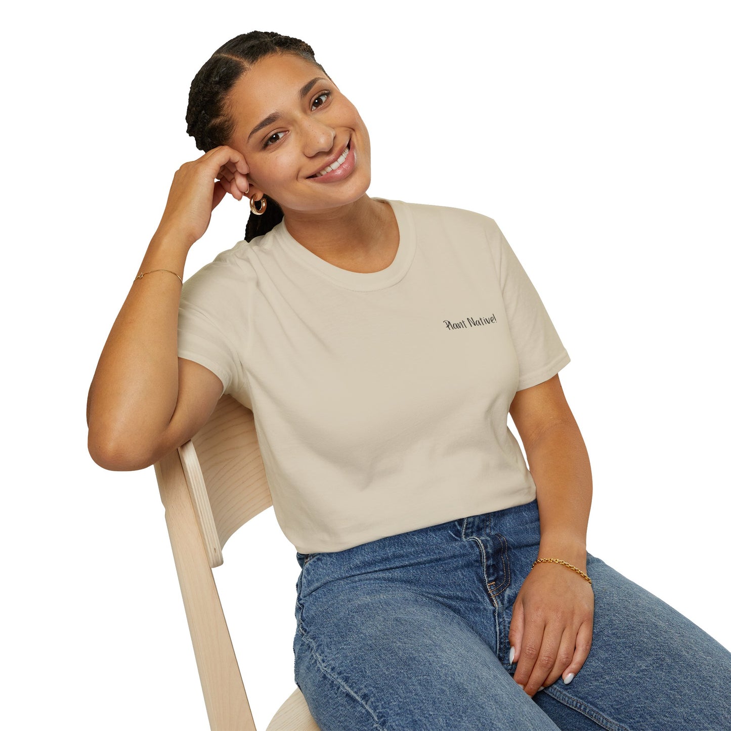 Unisex Softstyle T-Shirt I Love Native Plants, Asters (Back)