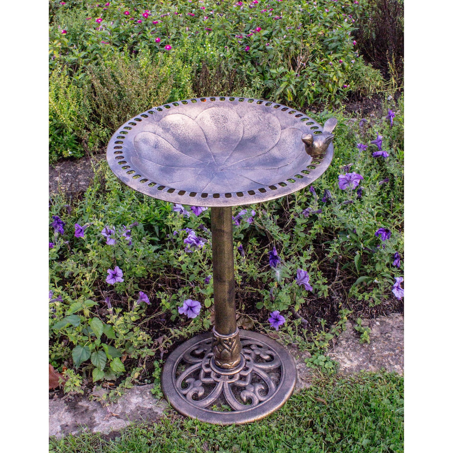 BACKYARD EXPRESSIONS PATIO · HOME · GARDEN 912449-WB Outdoor Garden Bird Bath- Bronze- Weather Resistant Polyresin-30 Inch-Backyard Expressions