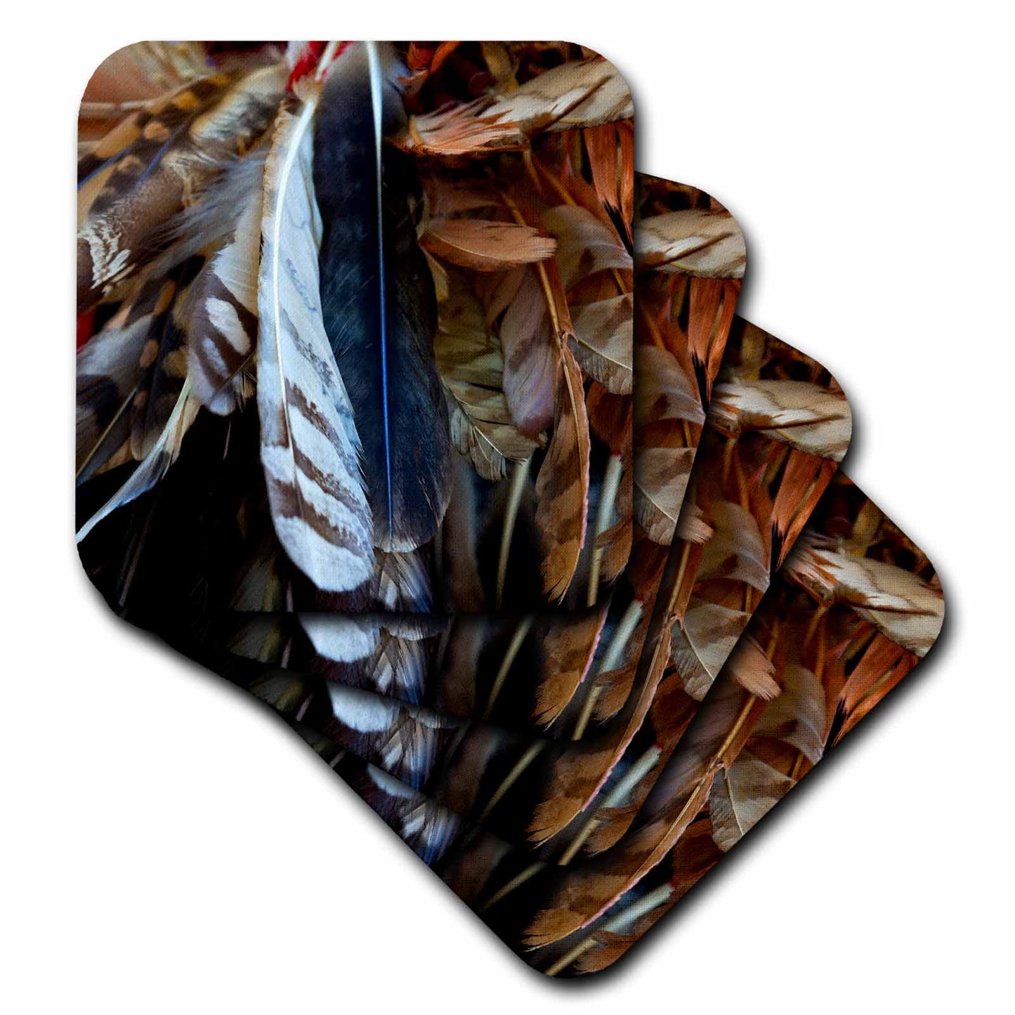 3dRose Image of Bird Feathers. A Decoration of Native American Headdress - Coasters (CST_325875)