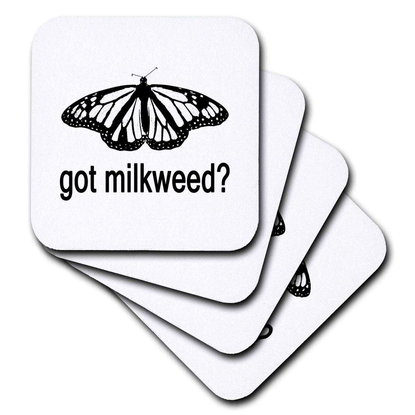 3dRose Stamp of a Monarch Butterfly with Got Milkweed on White Background. - Coasters (cst-384795)