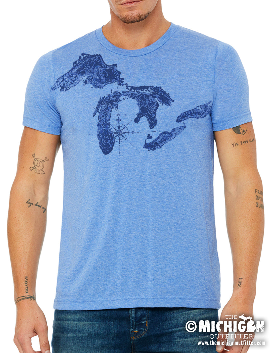 Great Lakes Map - Heather Blue