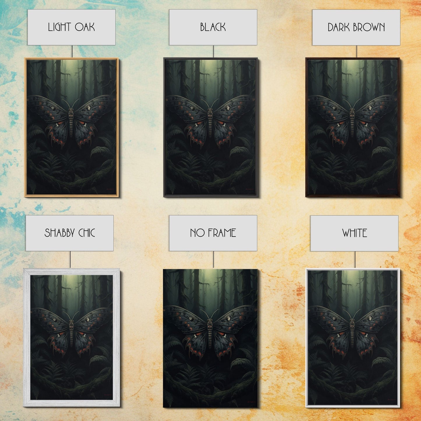 Butterfly In Woods, Butterfly Wall Decor, Dark Art, Green Wall Art, Insect Wall Decor, Wall Decor, Canvas Print, Wall Art, Framed Canvas