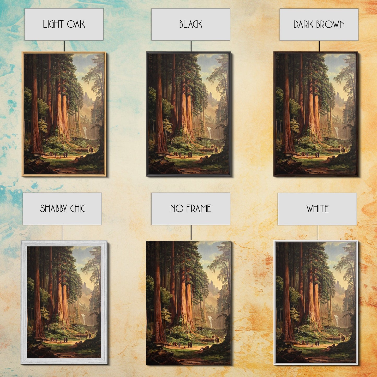 Ancient California Redwoods Framed Canvas Print, Fantasy Painting, Fantasy Wall Art, Beautiful California Wall Art