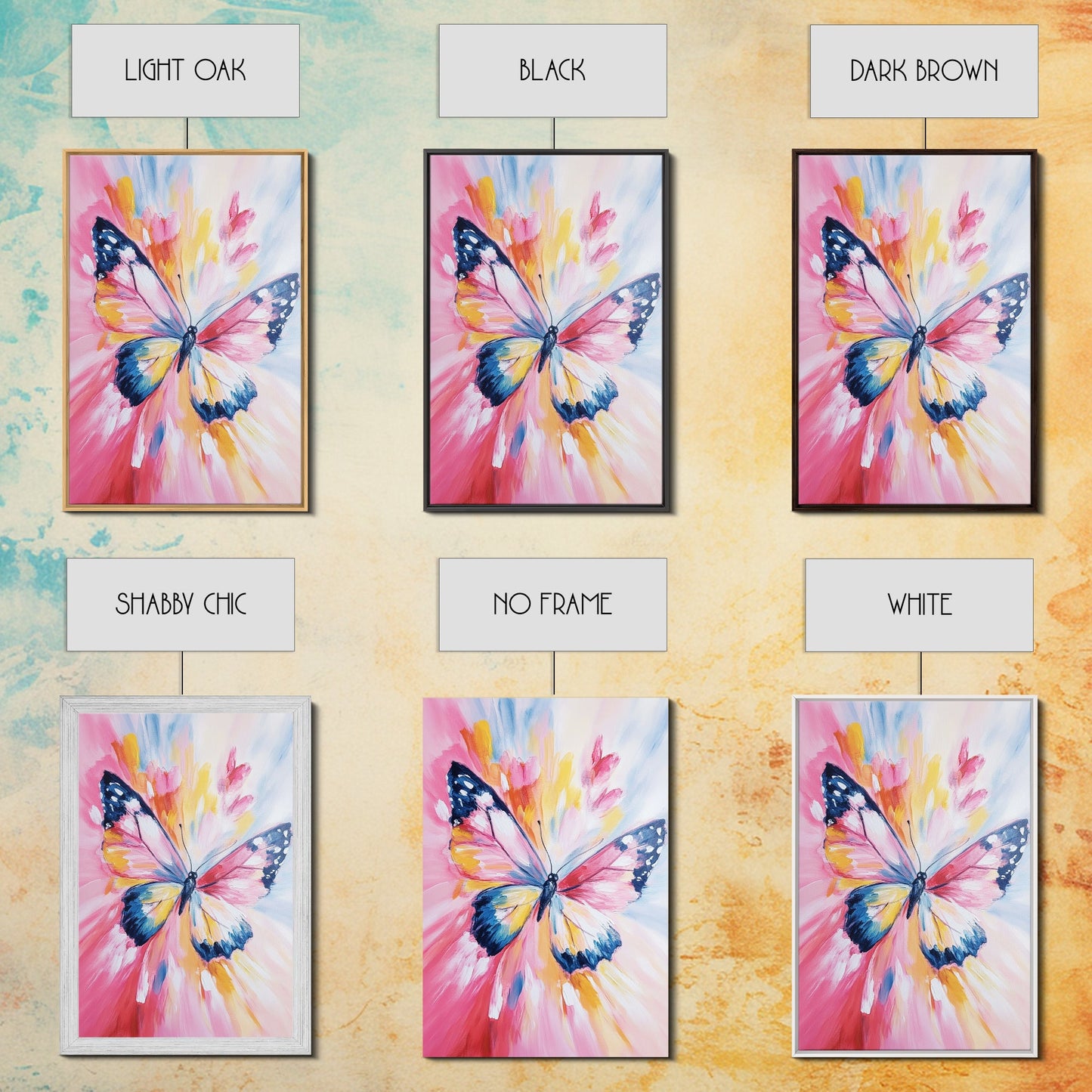 Pink Butterfly Oil Painting Print, Rustic Farmhouse, Boho Home Decor, Preppy Wall Art Dorm Room Wall Art Nursery Wall Art Home Decor