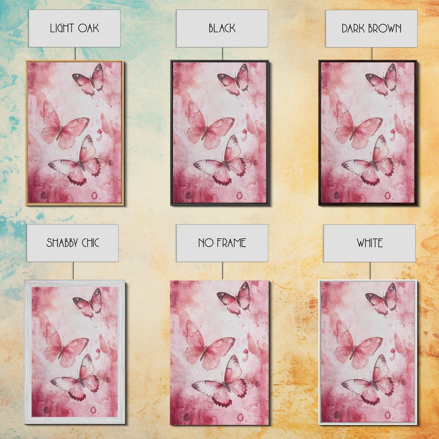 Pink Butterfly Botanical Prints Canvas Print Soft Whimsical Nature Inspired Bedroom or Living Room Art Light Pink Wall Decor