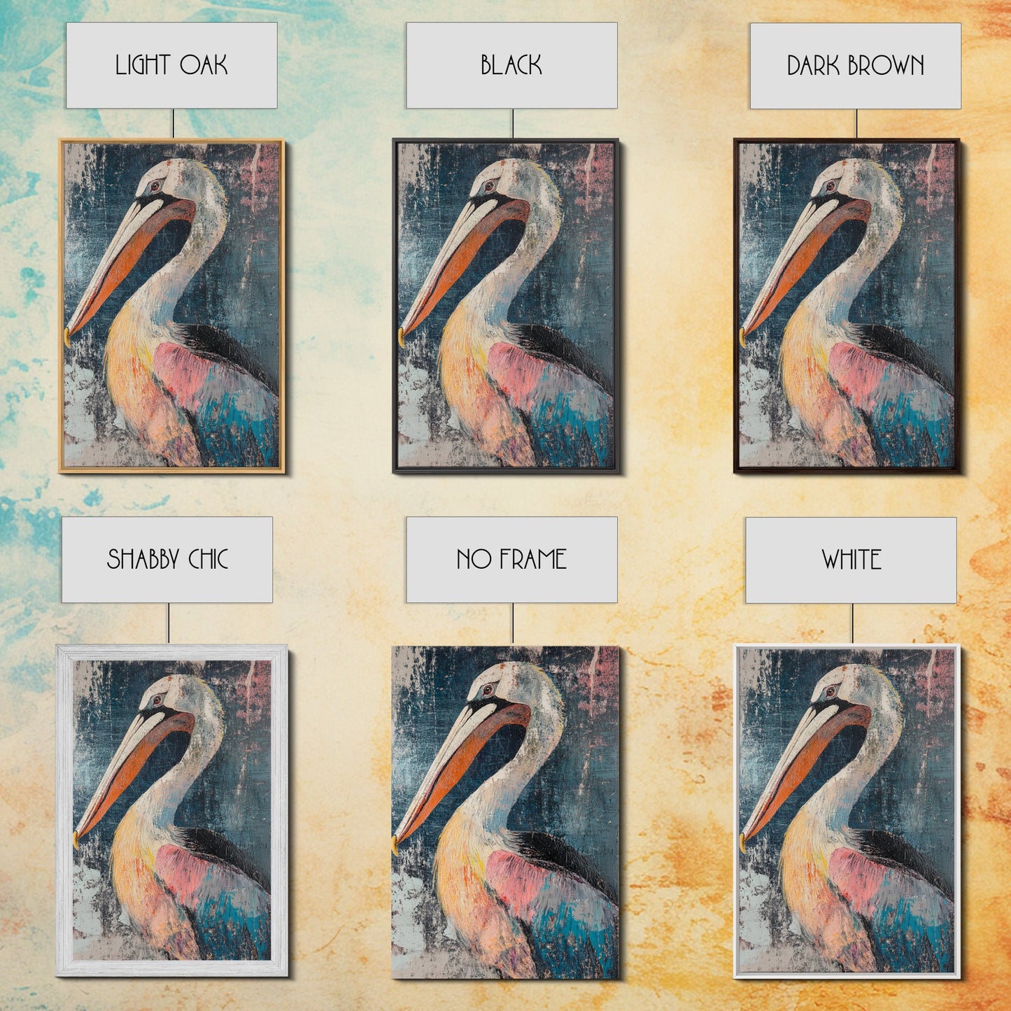 Pelican Portrait, bird art, coastal decor, nautical wall art, beach house painting, wildlife painting, rustic art, canvas print