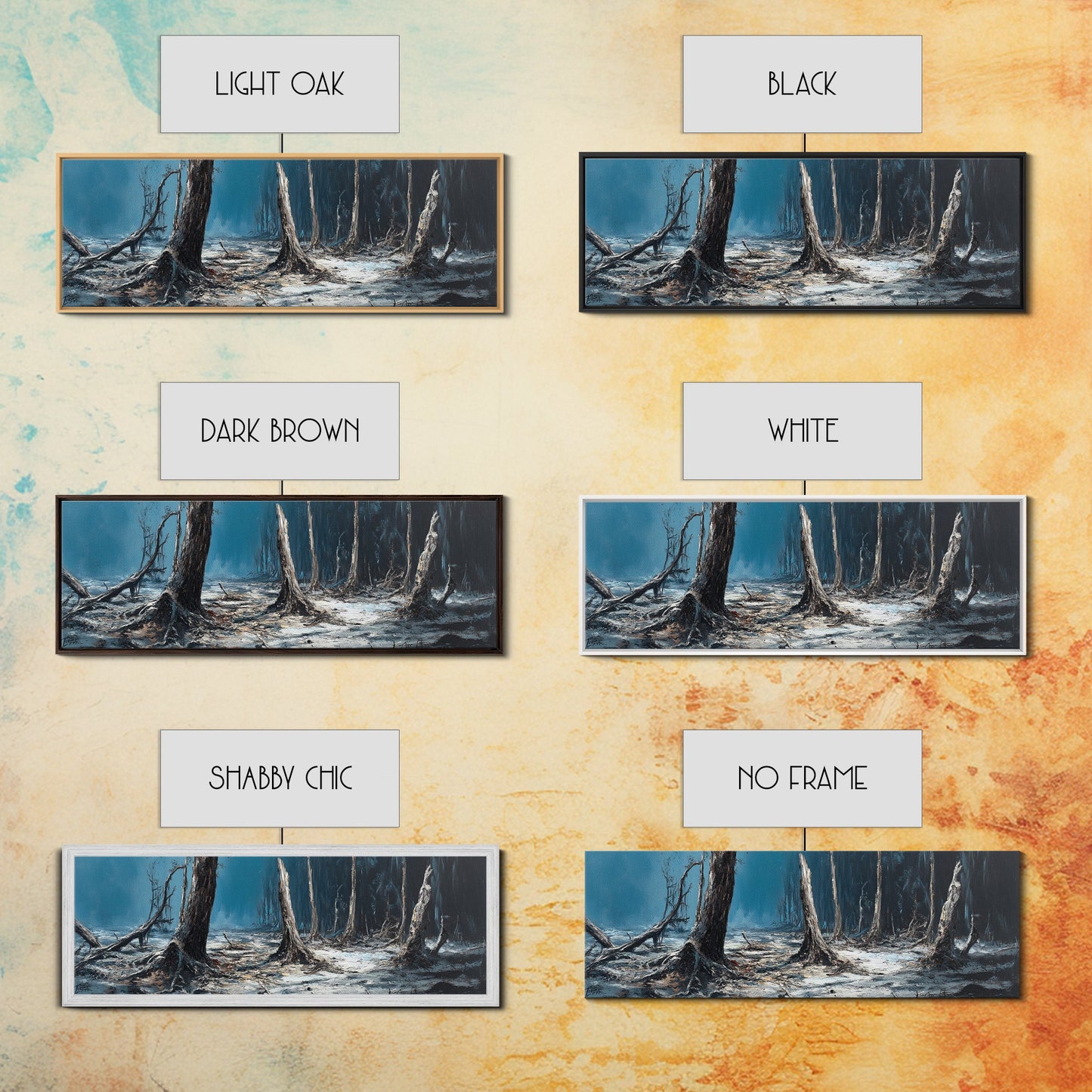 Dark Forest Mystical Canvas Print Moody Landscape Wall Art Gothic Nature Decor Haunted Woods Painting Spooky Halloween Gift