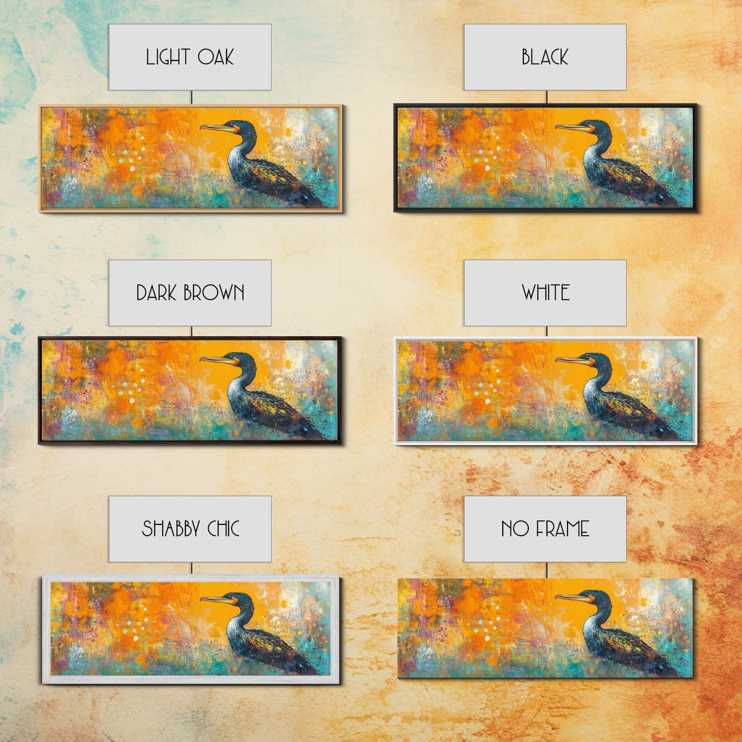 Vibrant Bird Art Framed Canvas Print Modern Wildlife Wall Art, Bold Orange Abstract Decor, Boho Nature Art, Office or Living Room Art