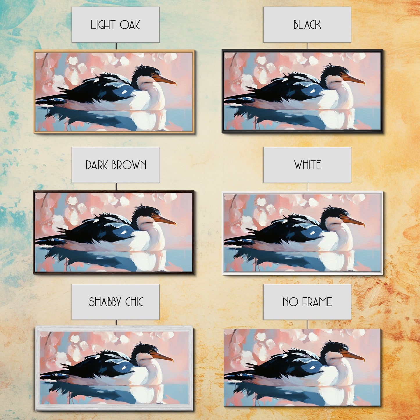 Seabird Reflection, Waterfowl Art, Coastal Wildlife, Nature Print, Framed Canvas Print, Bedroom Wall Art, Modern Animal Art