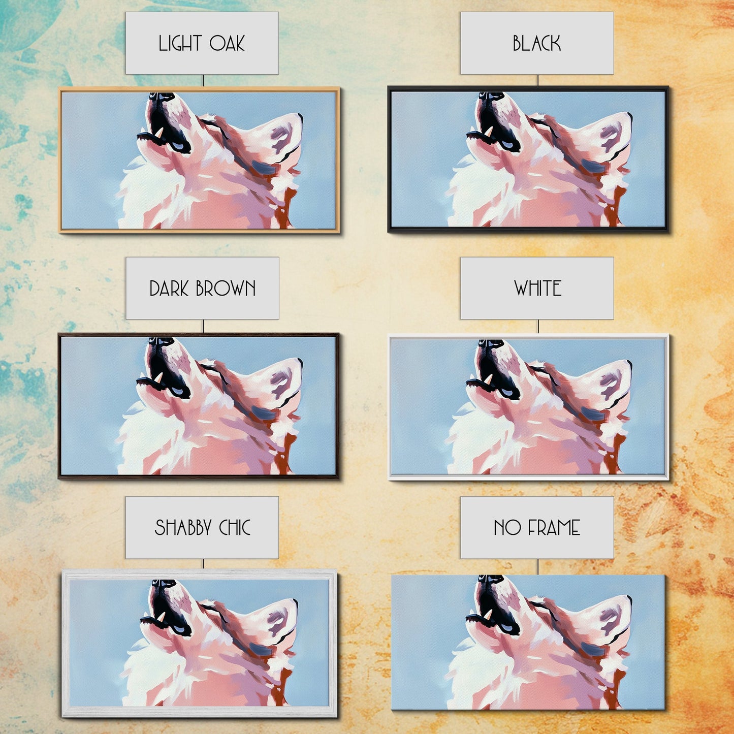 Howling Wolf, Wildlife Art, Nature Print, Blue Sky, Framed Canvas Print, Rustic Wall Art, Lodge Decor, Animal Lover Gift