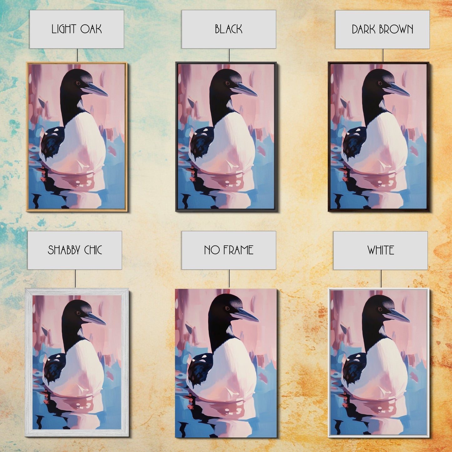 Loon Bird, Lake Wildlife Art, Nature Waterfowl Painting, Framed Canvas Print, Cabin Wall Decor, Rustic Outdoor Theme