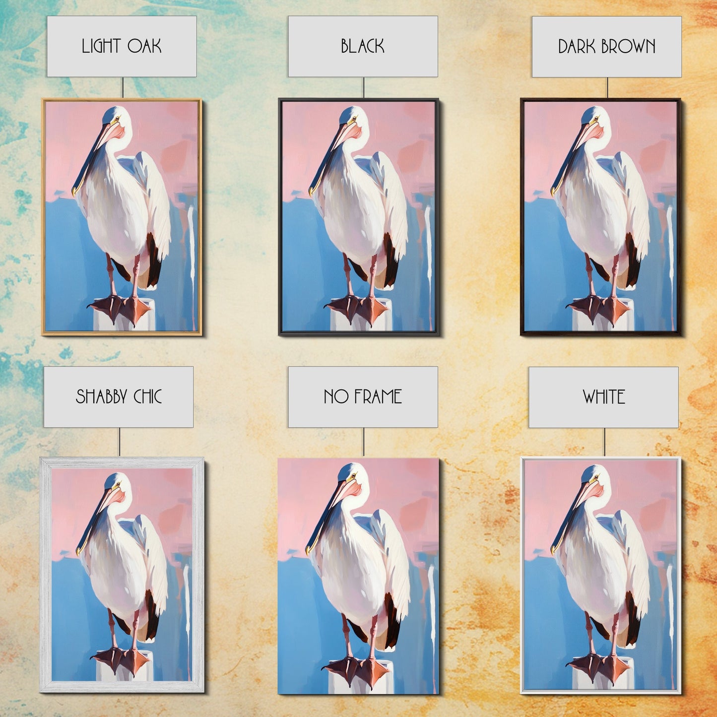 White Pelican, Coastal, Bird Art, Pastel, Beach House, Nature, Wildlife, Serenity, Aesthetic, Light Blue, Living Room, Canvas Print