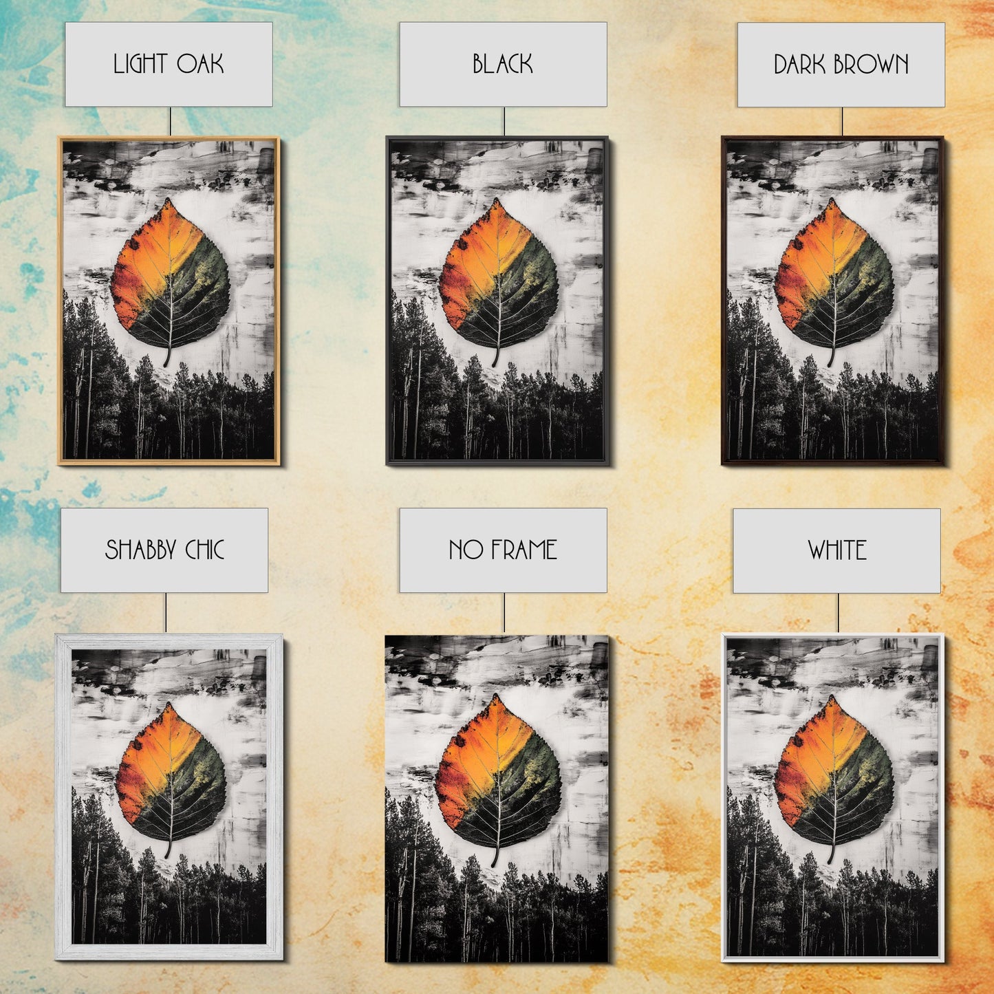 Autumn Leaf Print, Fall Nature Wall Art, Rustic Botanical Painting, Seasonal Home Decor, Cozy Living Room, Framed Canvas Print