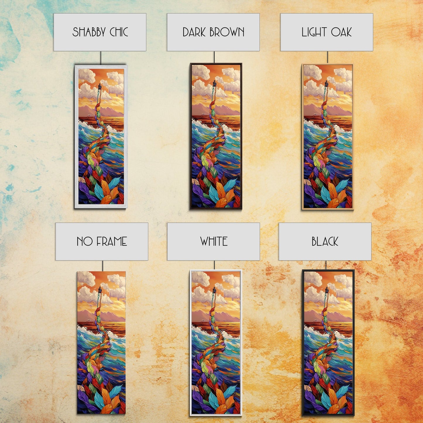 Lantern Ocean, Dreamscape Path – Canvas Print surreal ocean dream painting, fantasy art, whimsical coastal decor, imaginative bedroom wall art