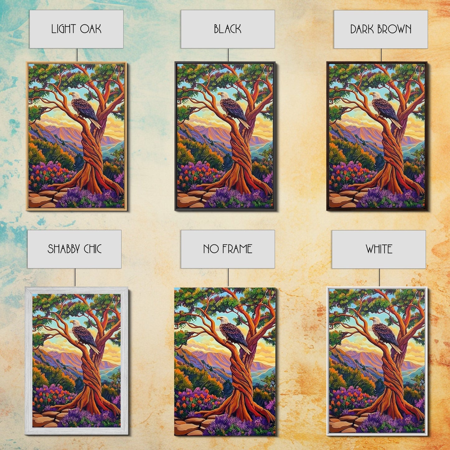 Eagle Mountain, Strength, Freedom, Framed Canvas Print, Patriotic wildlife art, rustic lodge wall decor, majestic nature artwork