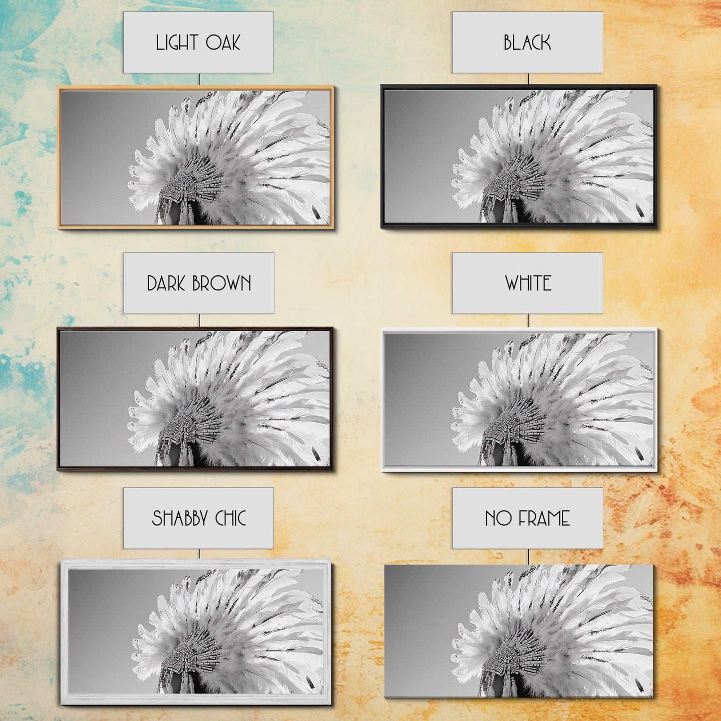 Native Headdress, Feather Crown, Cultural Tribute, Canvas Print, Boho Tribal Decor, Bedroom Wall Art, Monochrome Indigenous Style