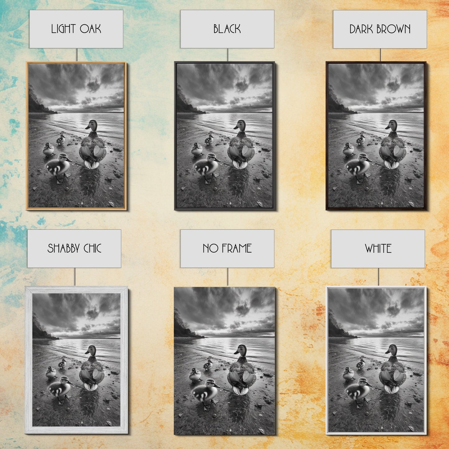 Duck Family, Lakeside Peace, Nature Walk, Canvas Print, Wholesome Wall Art, Nursery Animal Decor, Cozy Autumn Photography Style