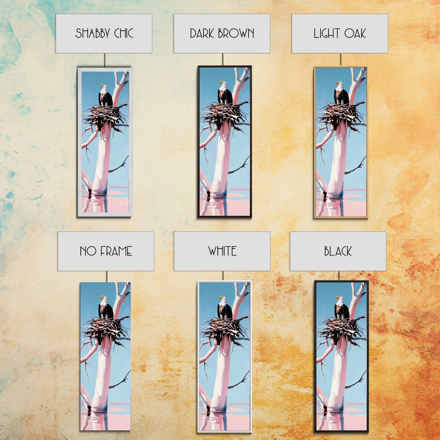 Majestic Eagle Nest, Framed Canvas Print, wildlife art, bird art, rustic wall art, pine tree art, tall narrow art, farmhouse décor, gift idea