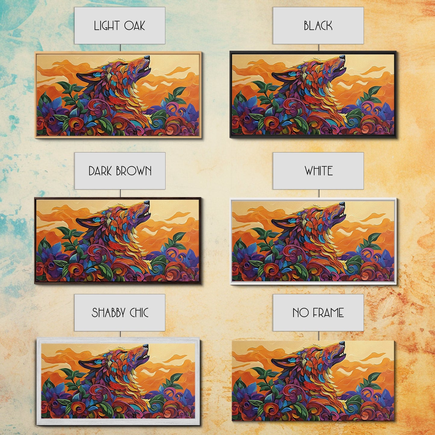 Howling Wolf, wolf painting, southwestern wall art, dark romance painting, framed canvas print, moody art, above bed wall art