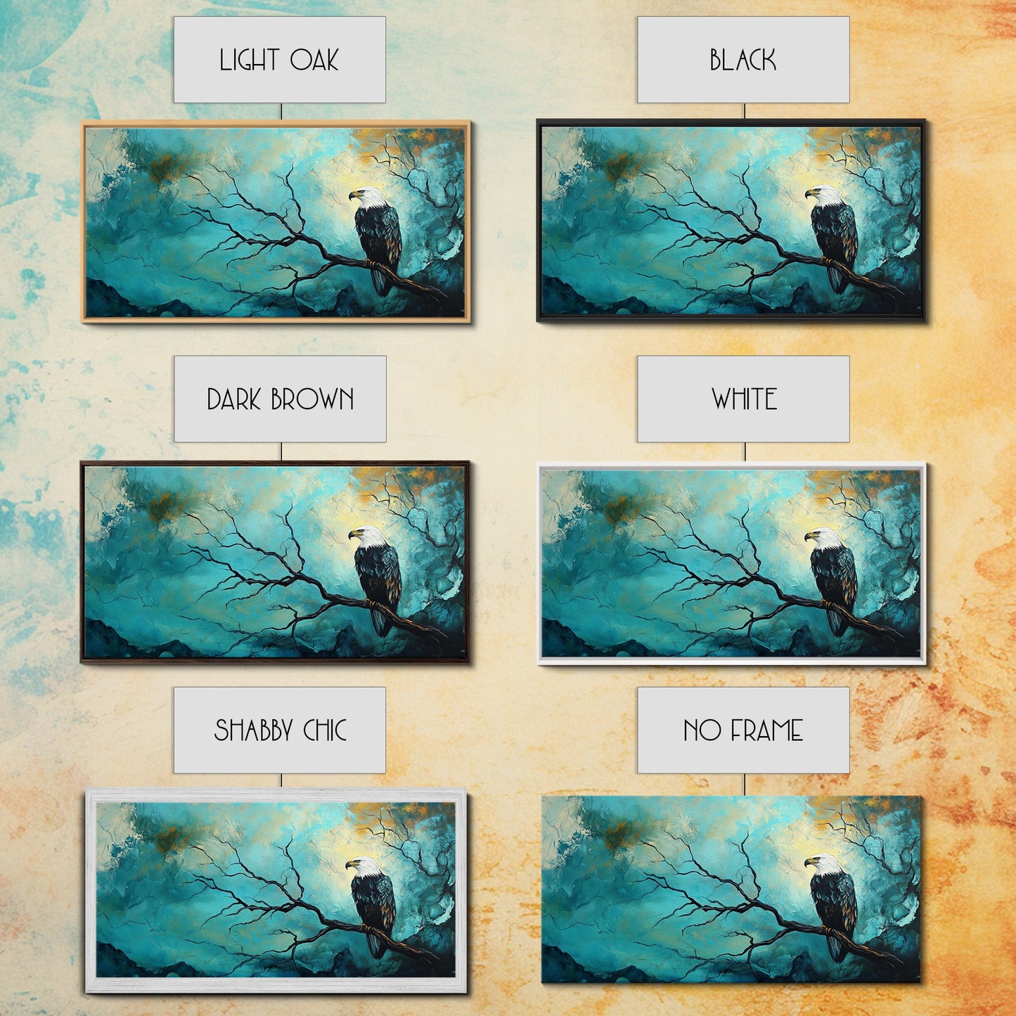 Eagle, Moody Art, Dark Romance Painting, Nature Painting, Rustic Wall Art, Above Sofa Art, Extra Wide Art, Framed Canvas Print, Wildlife Art