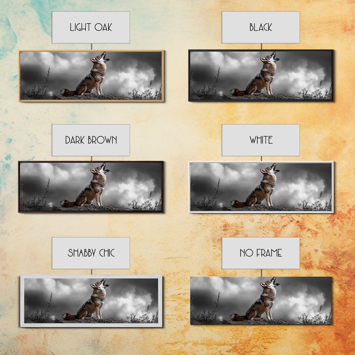 Howling Coyote, Wildlife Art, Nature Wall Art, Rustic Decor, Moody Art, Above Sofa Art, Horizontal Wall Art, Canvas Print