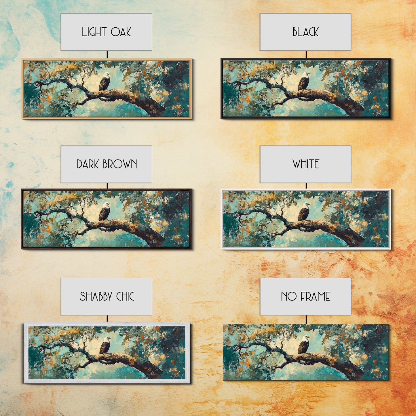 Eagle Painting, Framed Canvas Print, Bird Art, Forest At Dusk Painting, Moody Art, Extra Wide Art, Rustic Wall Art, Above Bed Art