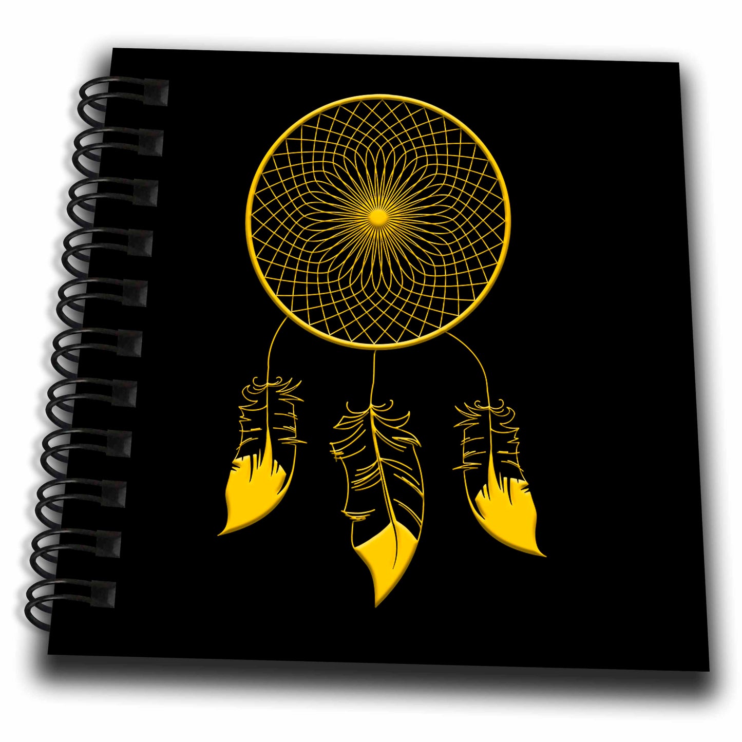 3dRose Three-feather, web like native American dreamcatcher. Yellow on... - Drawing Books (db_326151)