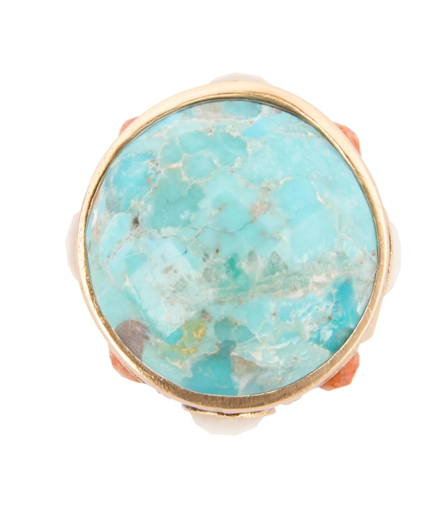 Champs Blue Turquoise and Coral Golden Statement Ring