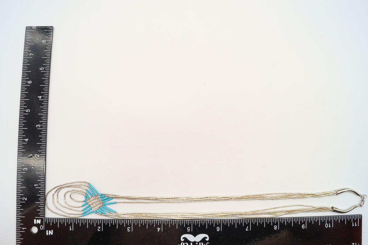 Vintage Native American Blue Turquoise Bead Sterling Silver Necklace