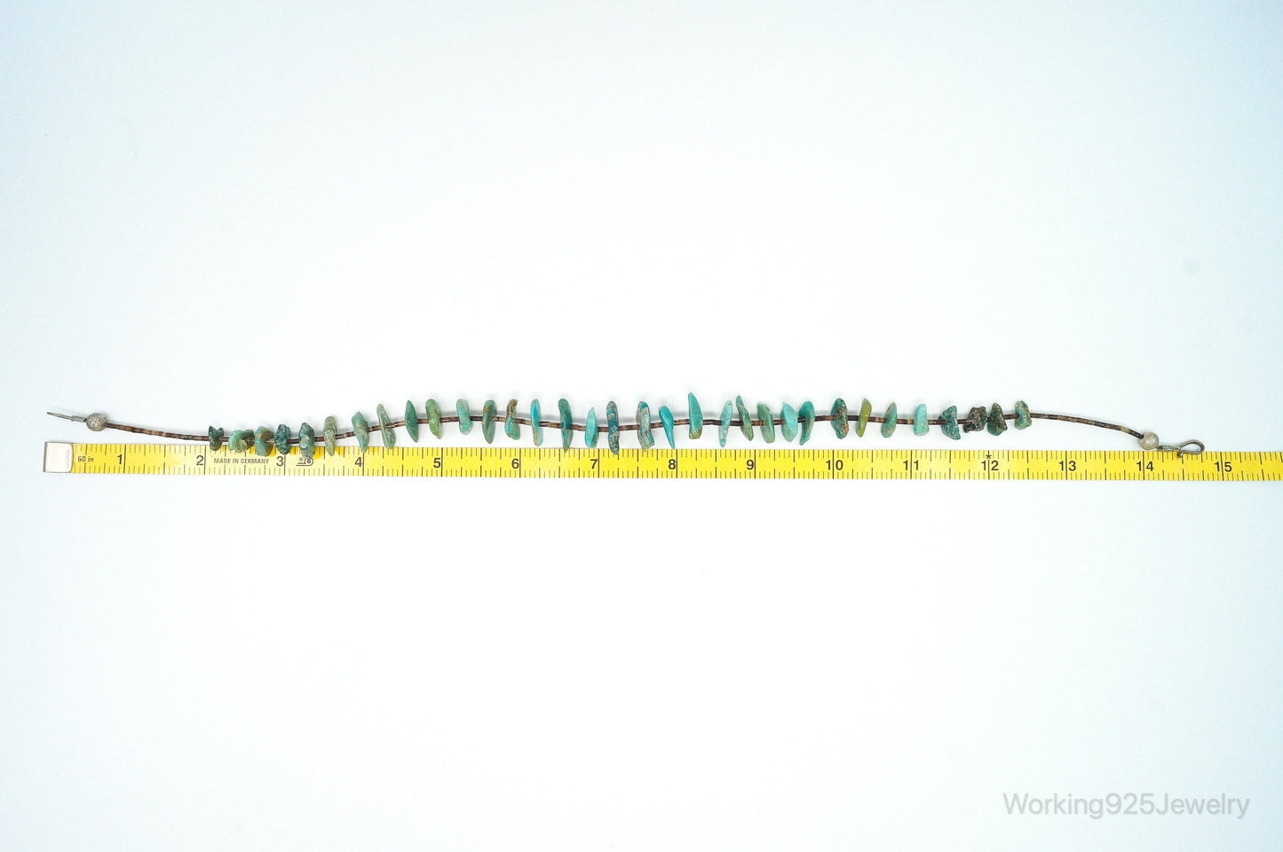 Vintage Native American Turquoise Porcupine Quill Sterling Silver Necklace