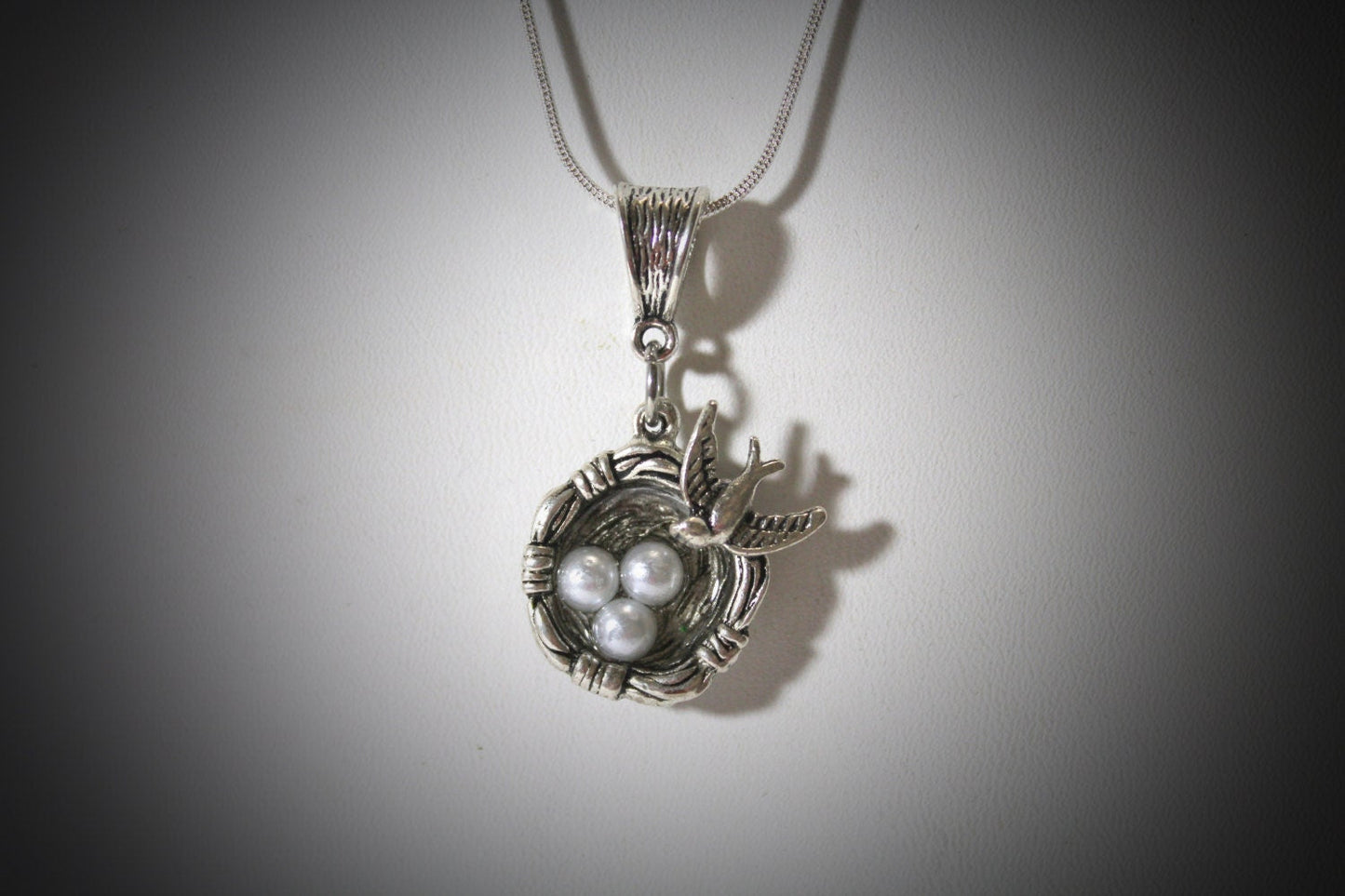 Mama Bird and Nest Pendant on Silver Chain, Gift For Her, Valentines Gift, Girlfriend Gift, Gift For Mom, Bird Nest, Caretaker Gift