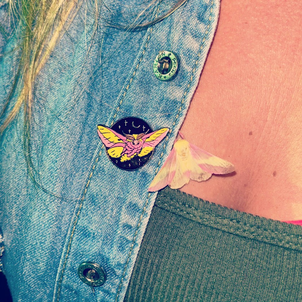 Pin, Enamel, Rosy Maple Moth