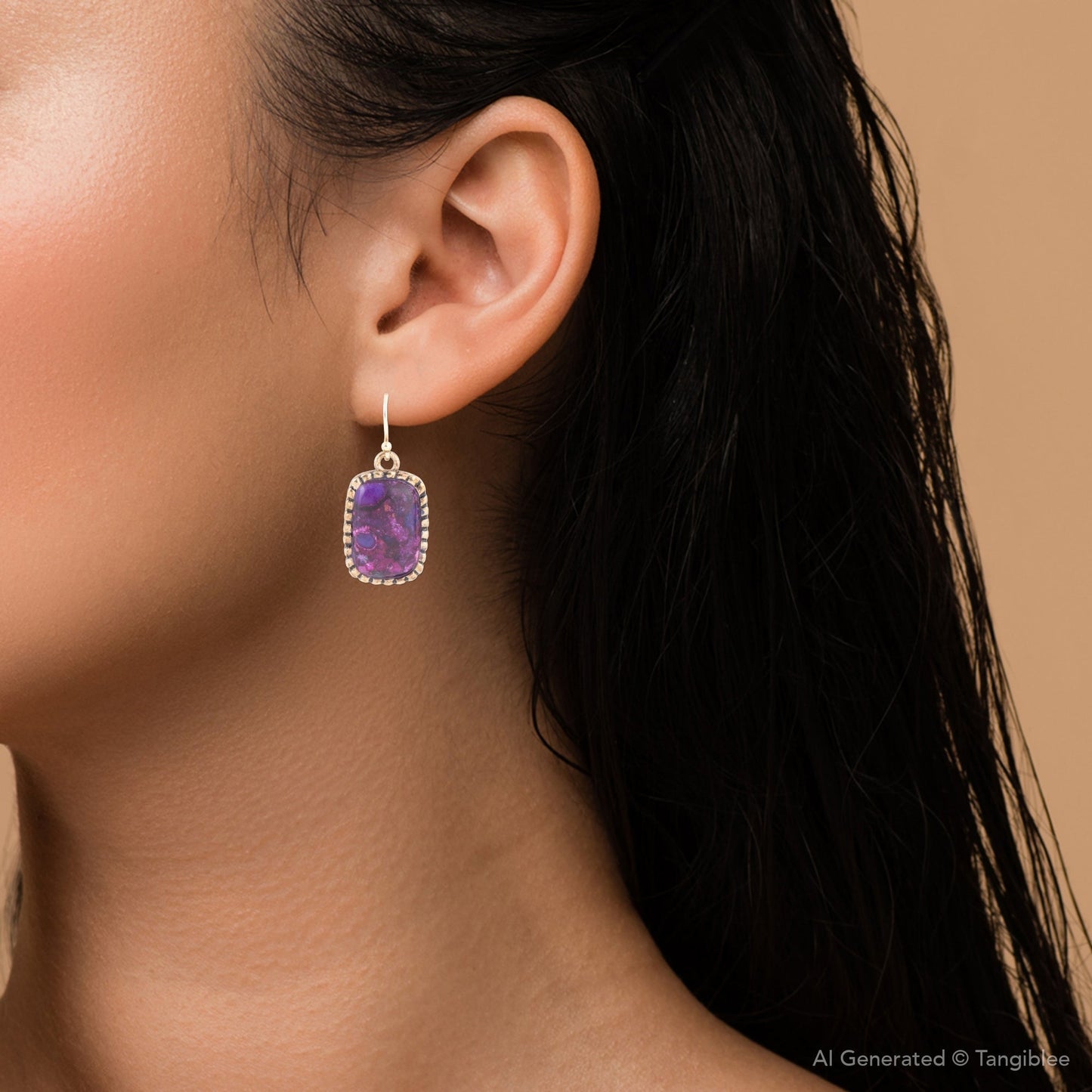 Luminous Purple Turquoise Golden Drop Earrings