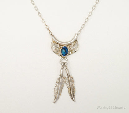 Vintage Native American Unsigned Abalone Shell Sterling Silver Necklace