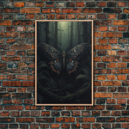 Butterfly In Woods, Butterfly Wall Decor, Dark Art, Green Wall Art, Insect Wall Decor, Wall Decor, Canvas Print, Wall Art, Framed Canvas