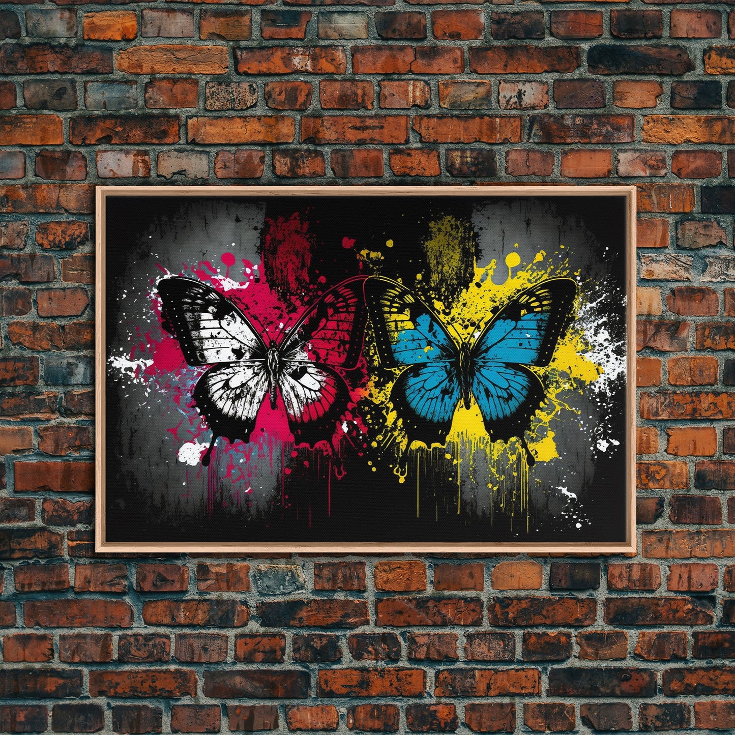 Graffiti Butterfly Punk Art, Street Art, Framed Canvas Print, Huge Wall Art, Contemporary Alternative Art
