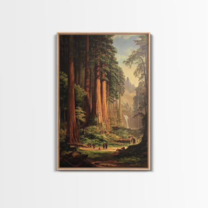 Ancient California Redwoods Framed Canvas Print, Fantasy Painting, Fantasy Wall Art, Beautiful California Wall Art